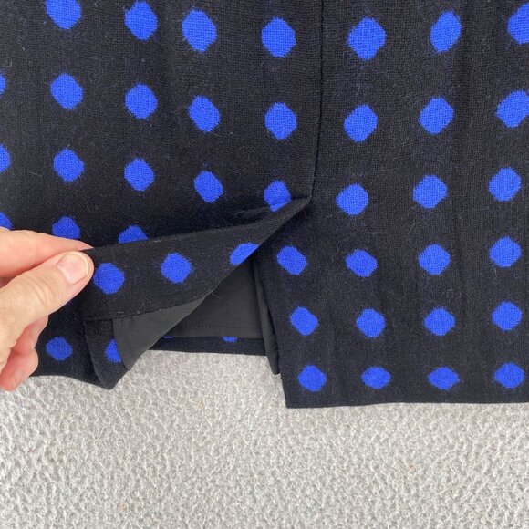 Talbots Skirt Womens 2 Petite Blue Black Polka Dot Wool Blend Pencil Above Knee - Picture 5 of 10